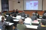 肝属地域の養豚関係者向けに開かれた豚熱の緊急防疫対策会議＝１４日、鹿屋市の肝属家畜保健衛生所