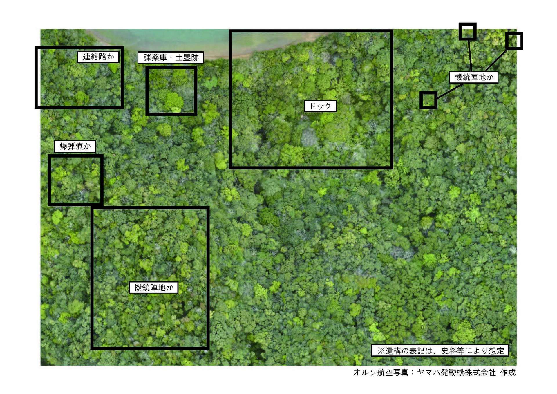 可視光で撮影した画像では何の変哲もない緑の山だが…（瀬戸内町教育委員会提供）