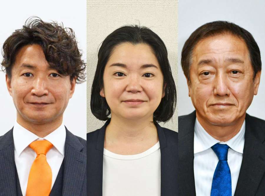 鹿児島選挙区への立候補を表明している（右から）園田修光氏、尾辻朋実氏、牧野俊一氏
