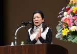 水俣病と共に生きてきた半生を語る夏田美智子さん＝２６日、熊本市のくまもと森都心プラザ