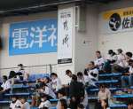 ＺＯＺＯマリンスタジアムのライトスタンドに掲示された都城市の看板＝千葉市美浜区（都城市提供）