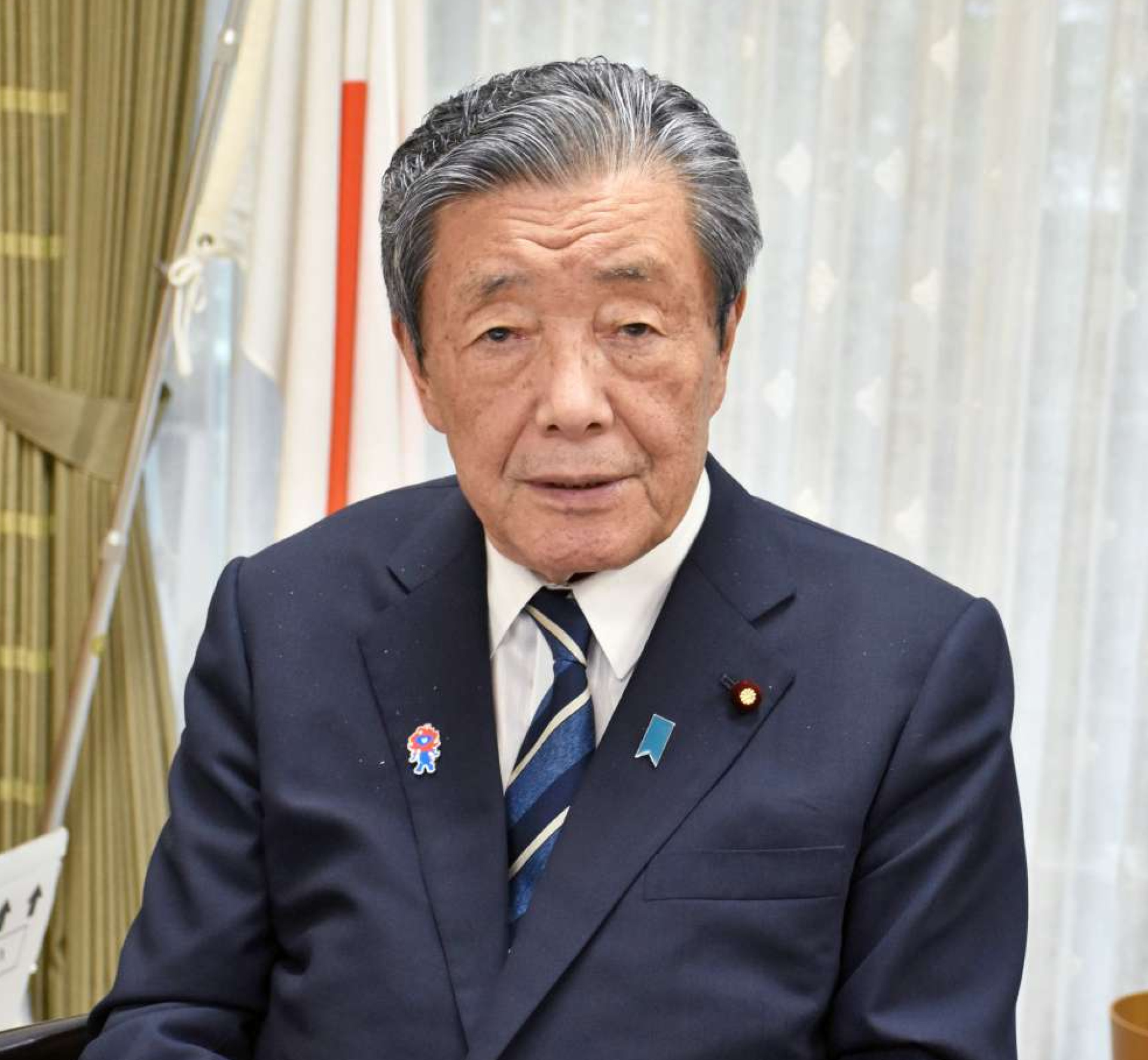 「日中交流の先頭に立つ」と語る森山裕衆院議員＝東京・永田町の自民党本部