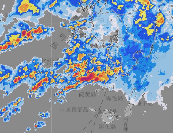 午前10時20分現在の雨雲の動きを見る（気象庁ホームページより）