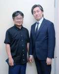 鹿児島交響楽団定期演奏会のソリストを務める大迫貴さん（右）と指揮者の城野盛雄さん＝鹿児島市の宝山ホール