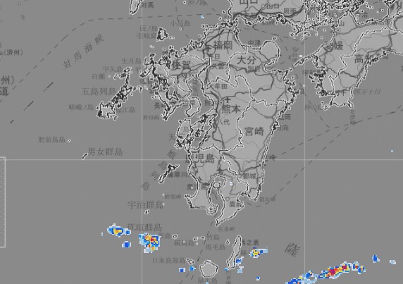 〈前線どこに〉27日午後11時10分の九州の雨雲の動きを地図で見る（気象庁ホームページより）