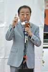 応援演説する立憲民主党の野田佳彦代表＝４日、鹿児島市中央町のＪＲ鹿児島中央駅前広場