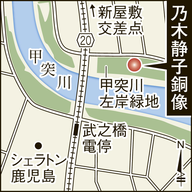〈関連〉乃木静子銅像の位置を地図で確認する