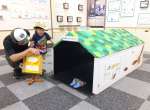 ゴキブリ捕獲器を模した「ごきハイハイ」も登場する企画展＝鹿児島市城山町の県立博物館