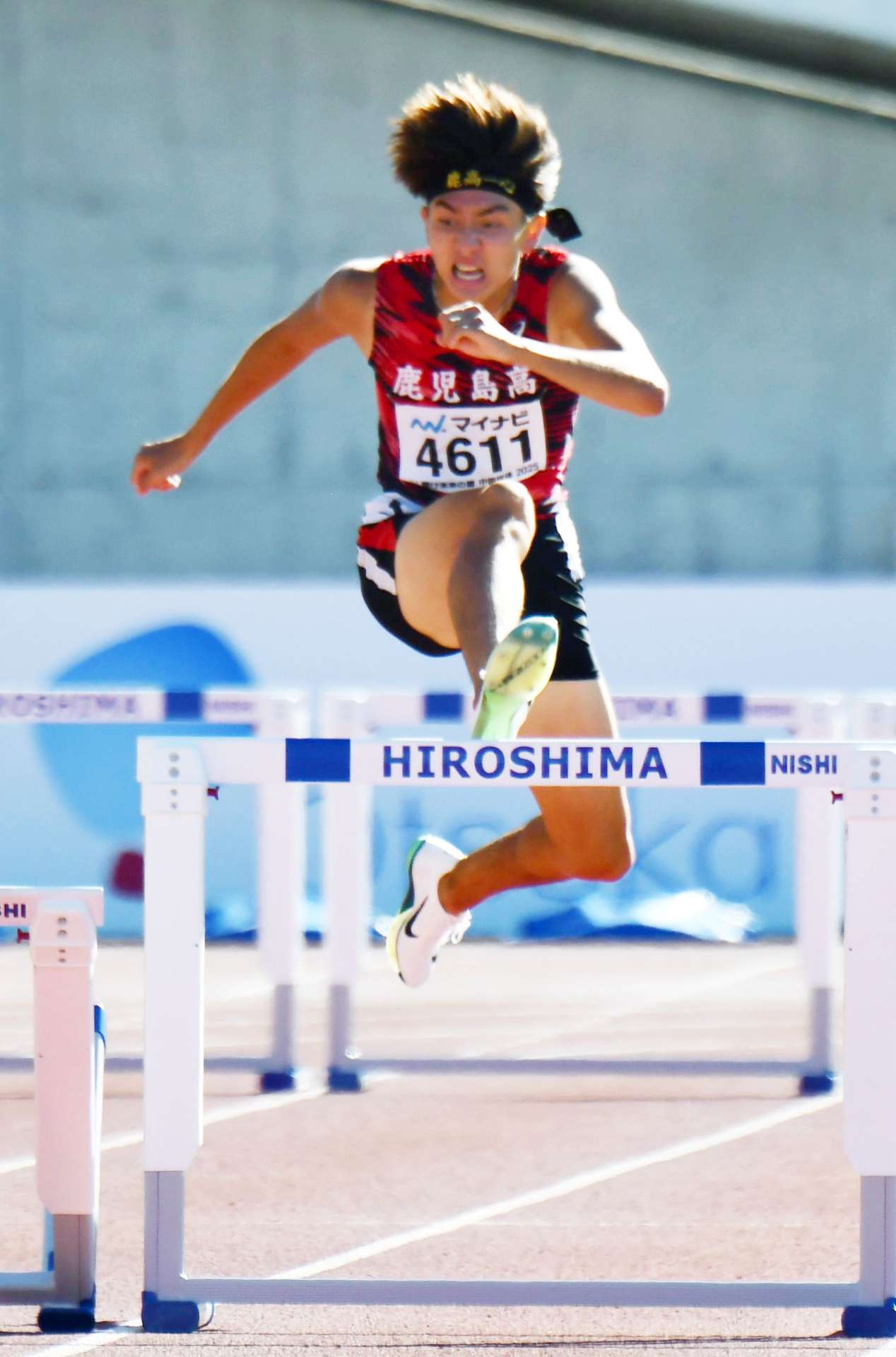 男子４００メートル障害７位の平松希叶（鹿児島）＝ホットスタッフフィールド広島