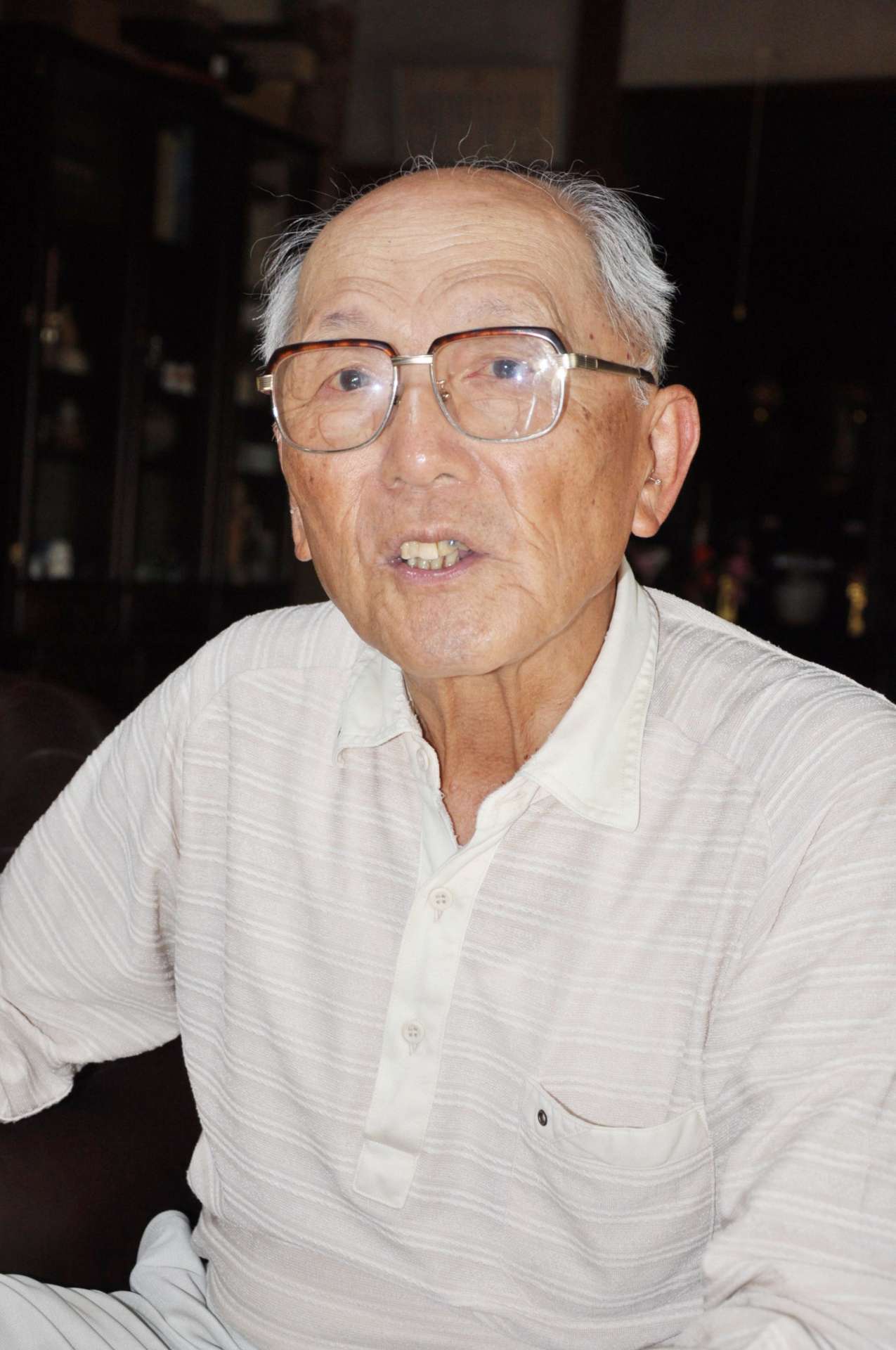 「正義のための戦争はない」と語る坂上多計二さん＝姶良市平松