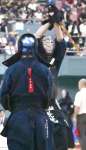 男子団体予選の城北戦で２本勝ちした鹿玉龍の北村燦＝広島県立総合体育館
