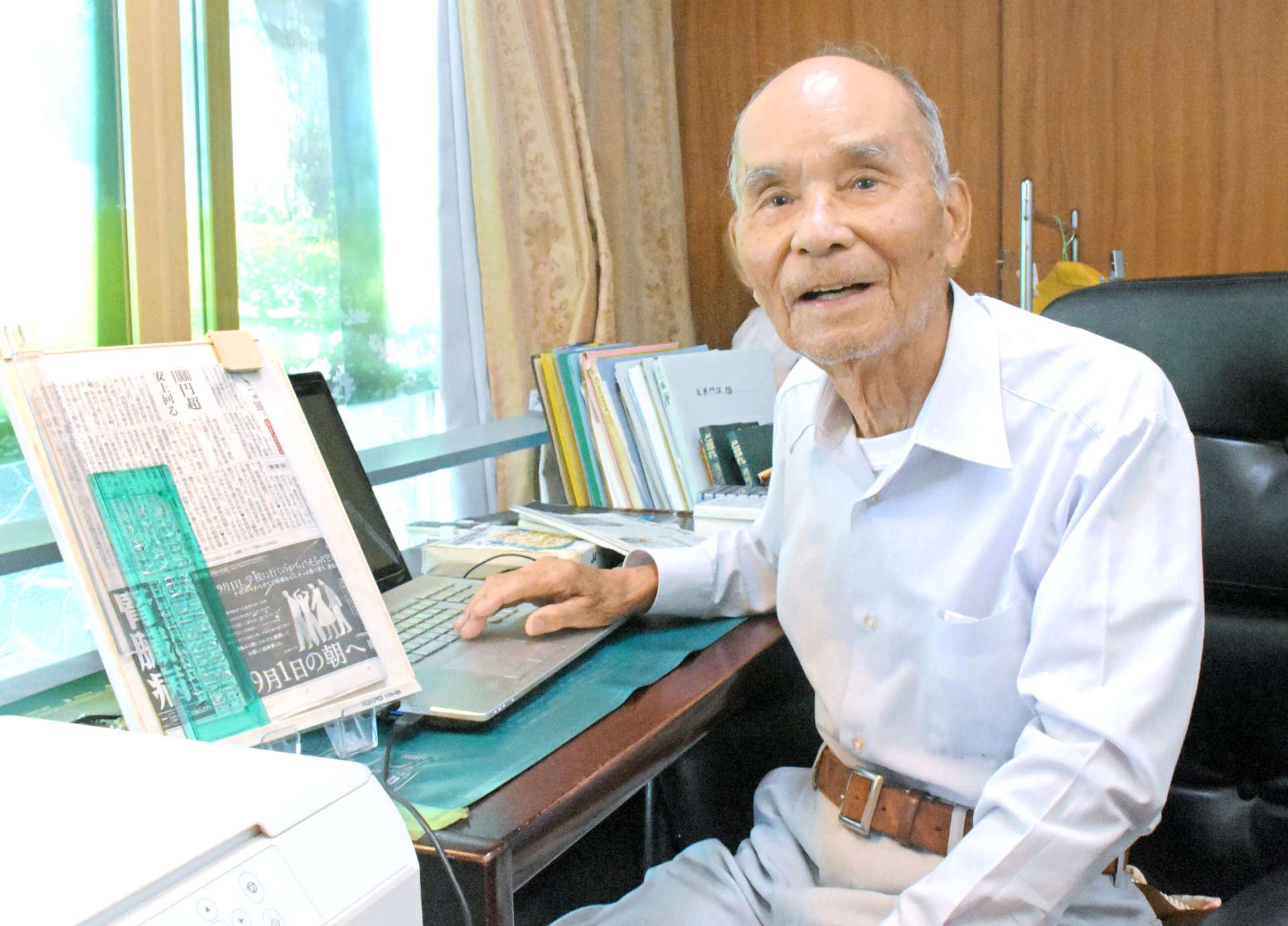 シベリア抑留を経験した谷口福雄さん＝指宿市西方