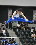 少年男子決勝の鉄棒でダイナミックな技を繰り出す鹿児島の松田＝滋賀ダイハツアリーナ