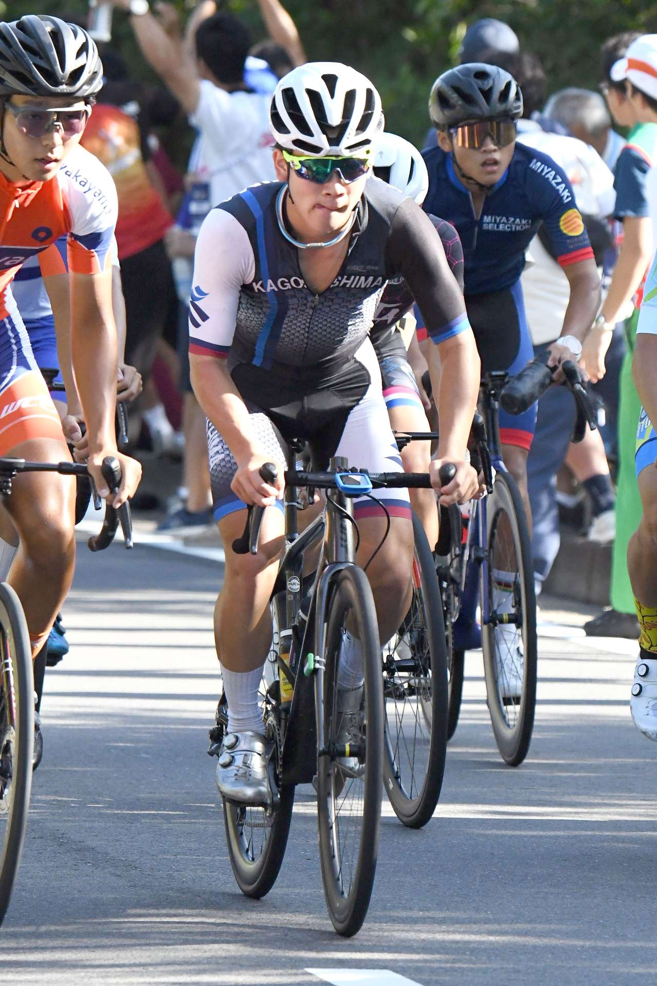 男子Ｂロードレースで８位入賞した鹿児島・内田樂（南大隅高）＝東近江市特設コース