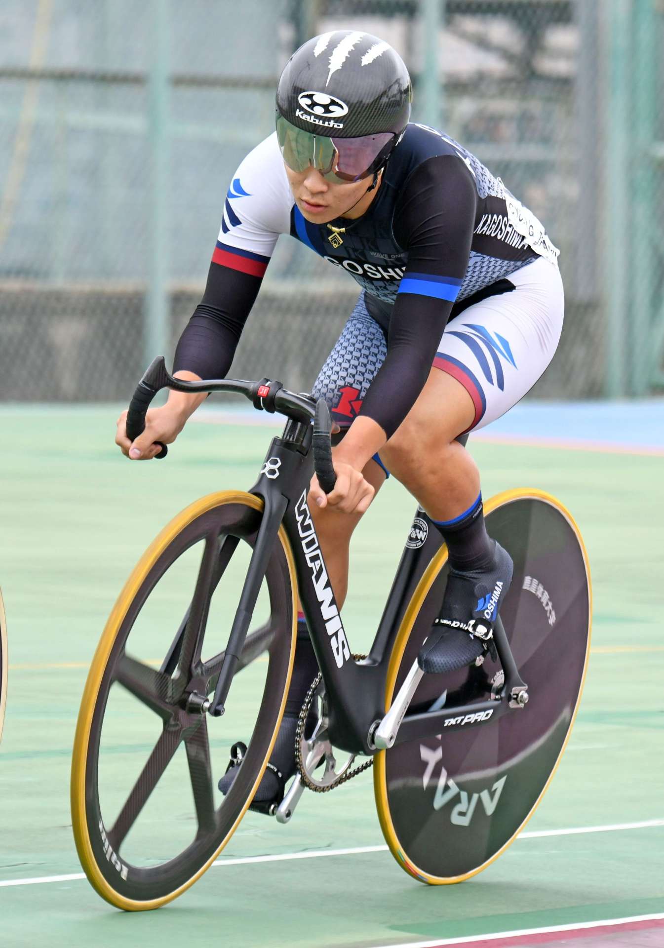 男子Ａケイリンで５位入賞した鹿児島・金井健翔（鹿屋体大）＝京都向日町競輪場
