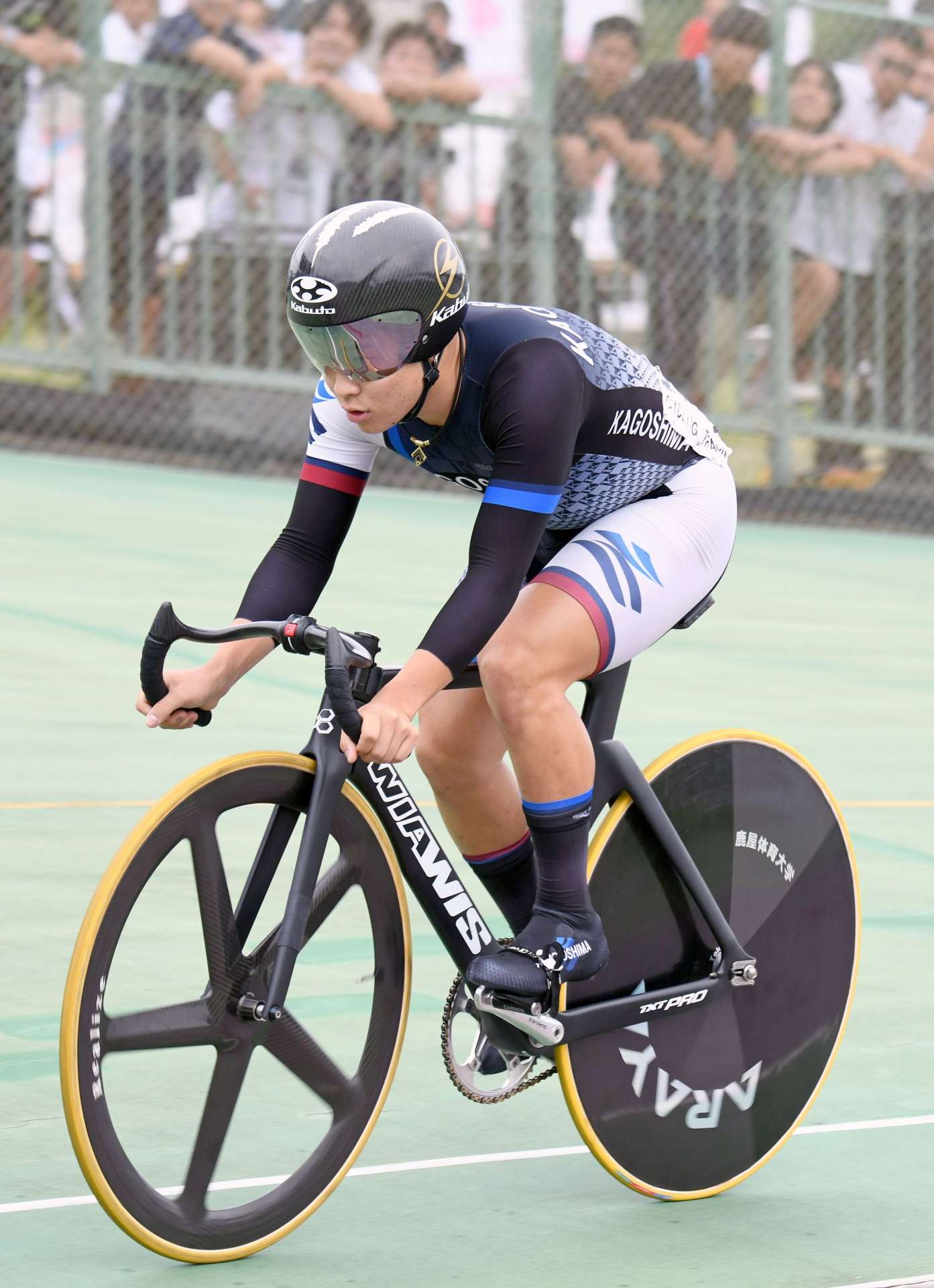 男子Ａケイリン決勝、５位入賞した鹿児島・金井健翔（鹿屋体大）＝京都向日町競輪場