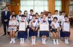 ２３年ぶりの九州大会で金賞を獲得した川辺小学校金管バンドのメンバー＝南九州市川辺