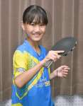 全日本選手権鹿児島県予選ジュニア女子シングルスで優勝した平賀春香さん＝薩摩川内市の光香ＴＴＣ