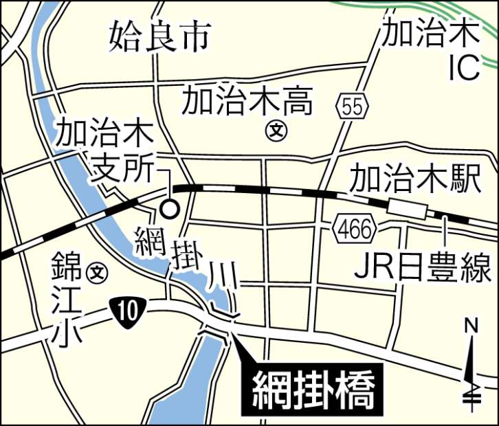 網掛橋と周辺の様子が分かる地図