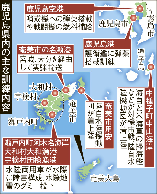 〈関連〉鹿児島県内で行われる地域と訓練の内容を分かりやすくまとめた地図を見る