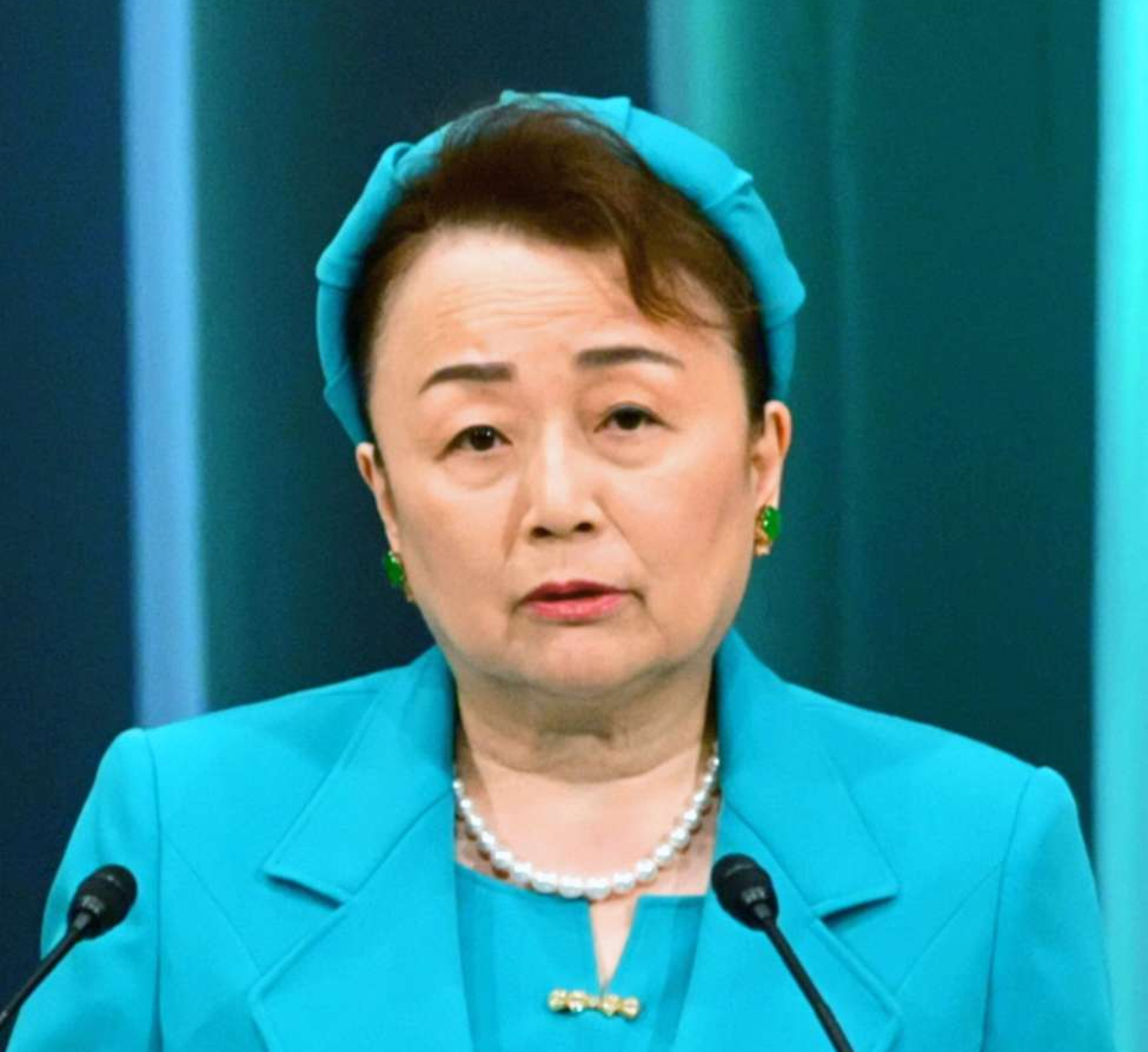 全国農業担い手サミットでお言葉を述べられる三笠宮寛仁親王妃信子さま＝２３日午後、鹿児島市の川商ホール