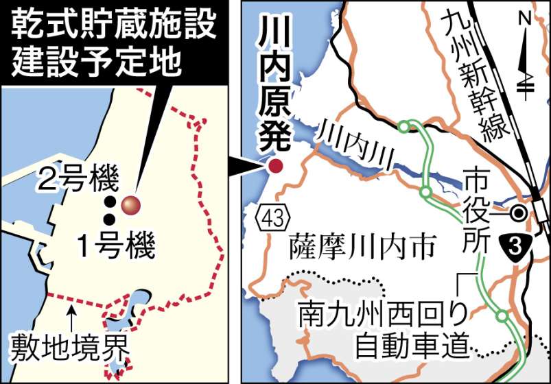 乾式貯蔵施設の建設予定地の地図