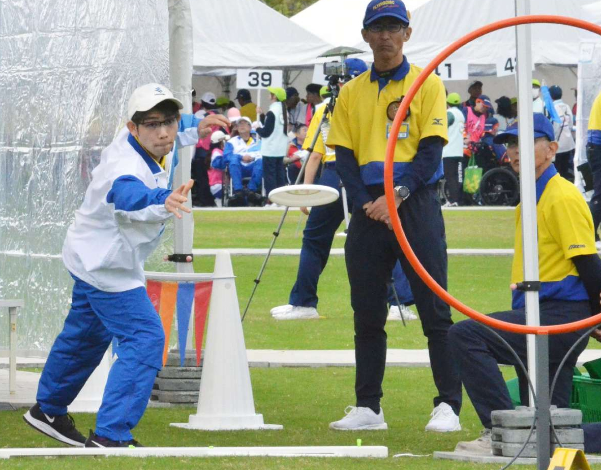 フライングディスク・アキュラシーで、金メダルを獲得した大平＝滋賀県甲賀市水口スポーツの森