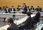 全国原子力発電所所在市町村協議会役員会であいさつする田中良二市長＝２７日、薩摩川内市のＳＳプラザせんだい