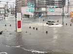 記録的大雨で浸水した国分市街地＝８月８日、霧島市国分中央５丁目